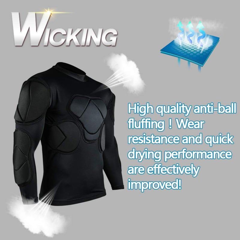 Shinestone Adult Men's Goalkeeper Armor BodyShield Padded Compression Long Sleeves Shirt with Sponge Protector for Football Baseball(Shirt-01,X-Large) - Image 2